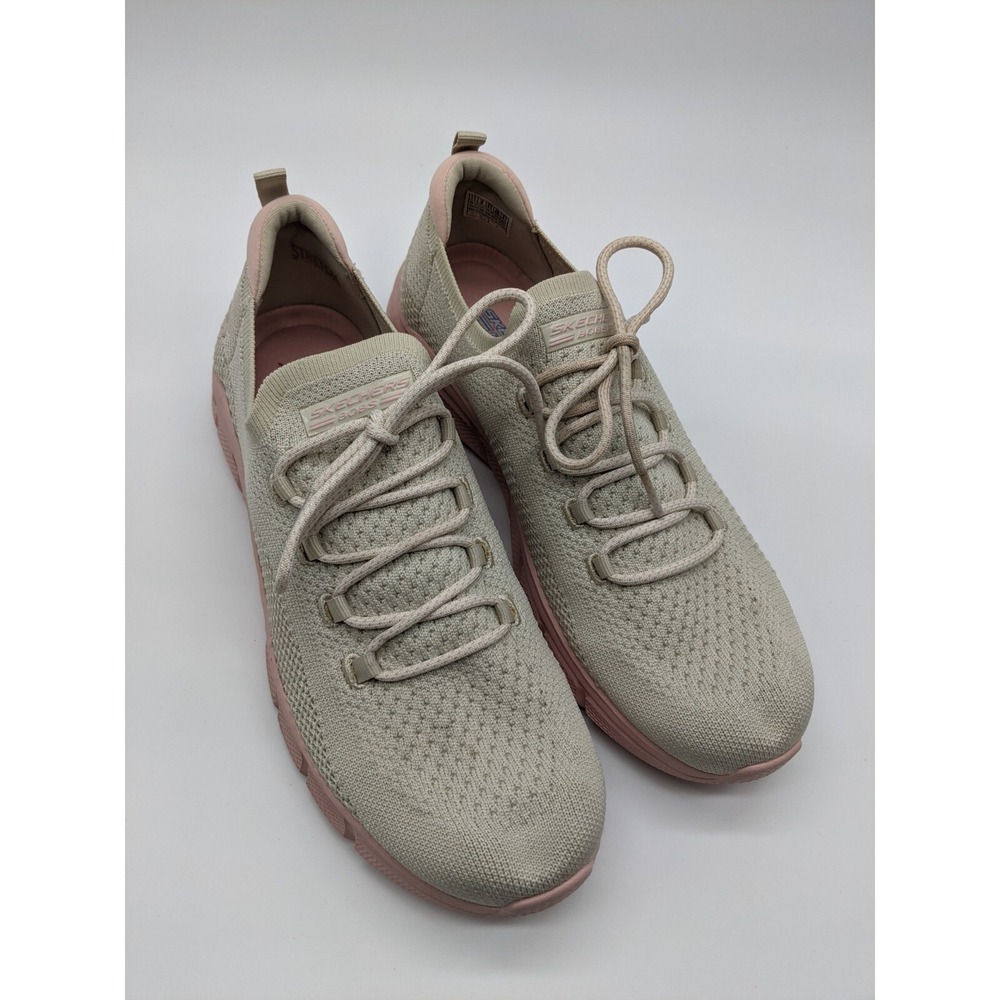 Skechers Womens BOBS Step And Go 117122 Beige Pink Running Shoes Sneakers Sz 11